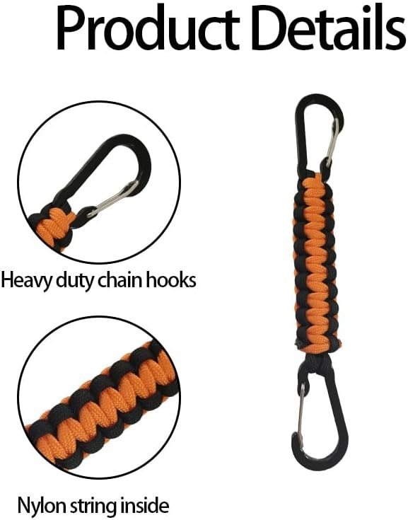 Skiennix 9 PCS Paracord Keychain Carabiner Clips - Durable D Ring Lanyard Hooks for Keys & Water Bottles