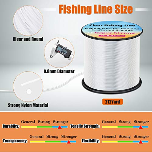 0.8mm Heavy Duty Clear Fishing Line - 656ft Nylon Wire