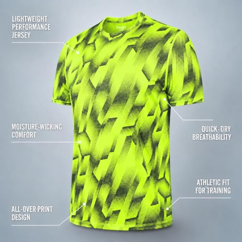 Zengjo Quick Dry Men’s Athletic T-Shirt - Neon Green, Medium, Moisture Wicking