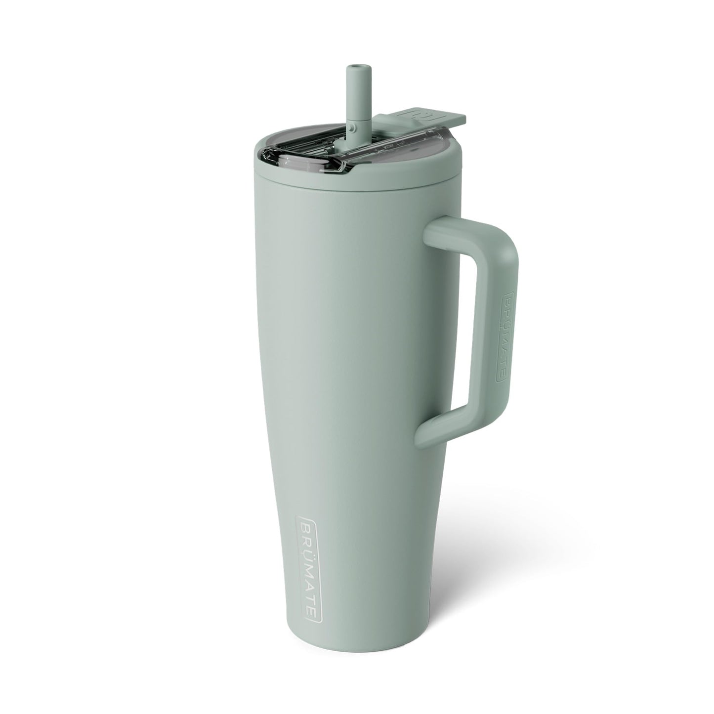 BrüMate Era Flip 40oz Tumbler with 100% Leakproof Covered Straw Lid | Hygienic Covered Straw | Insulated Stainless Steel Water Bottle with Handle | Cup Holder Friendly | BPA-Free (Sage)