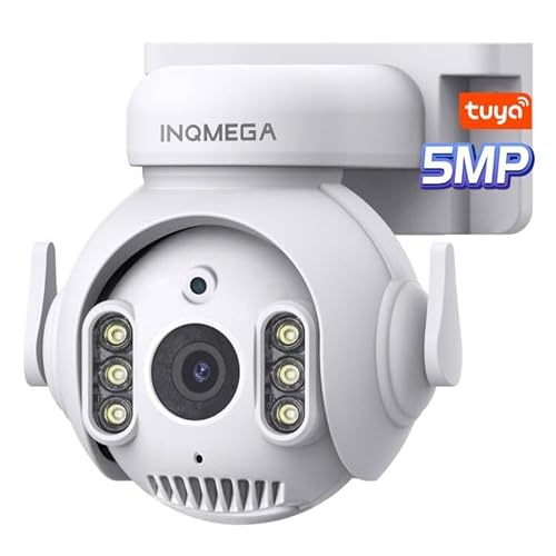INQMEGA 5MP TUYA Smart Camera,Security Home Surveillance Camera with 2.4G WiFi,2-Way Audio, Full Color Night Vision, Waterproof, Motion Detection, Spotlight & Siren
