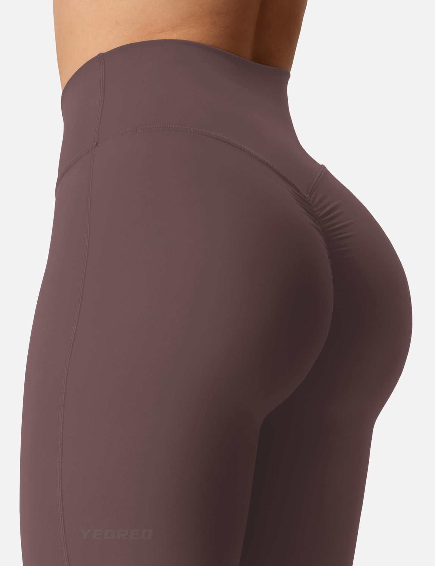 YEOREO Kalie Flare Scrunch Leggings for Women V Cross Waist Bell Bottom Yoga Pants Tummy Control Bootcut Workout Leggings Plum Brown M