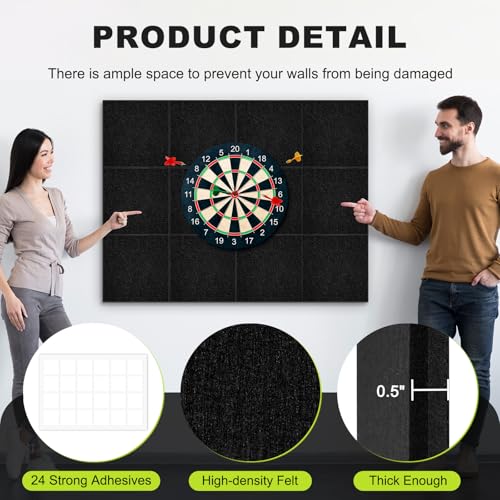 Black 12-Pack Dart Board Wall Protector Felt Surround for Wall Protection