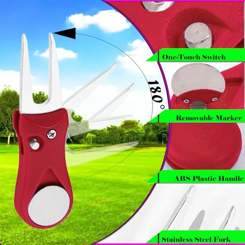 Foldable Golf Divot Tool with Magnetic Ball Marker - 2 Pack