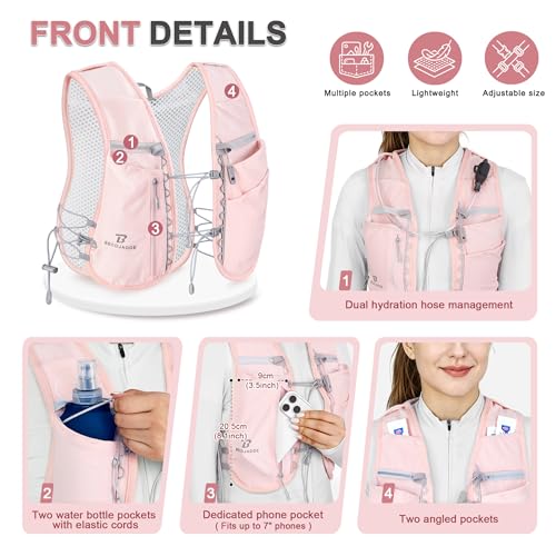 5L Hydration Running Vest for Women - Lightweight & Breathable - Pink