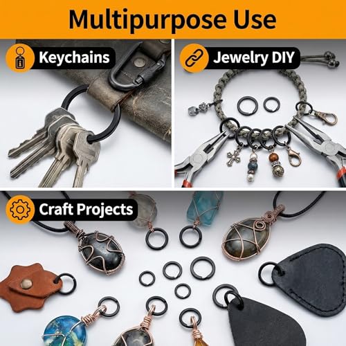 250pcs Black Split Ring Set - Heavy Duty Steel Fishing Connectors
