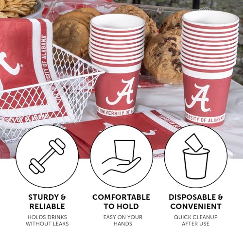 University of Alabama Paper Cups - 20 Count 9 oz Disposable Party Cups