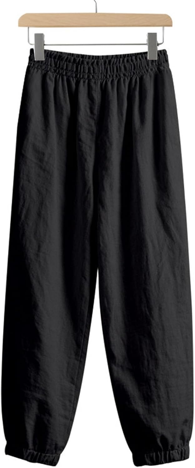 Skiennix Men's Lightweight Casual Pants - Elastic Waist Drawstring Jogging Trousers with Pockets | Summer Beach Wear