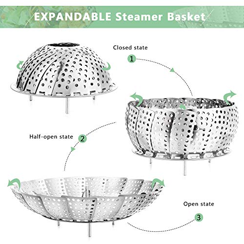 Stainless Steel Folding Vegetable Steamer Insert - 5" to 9"