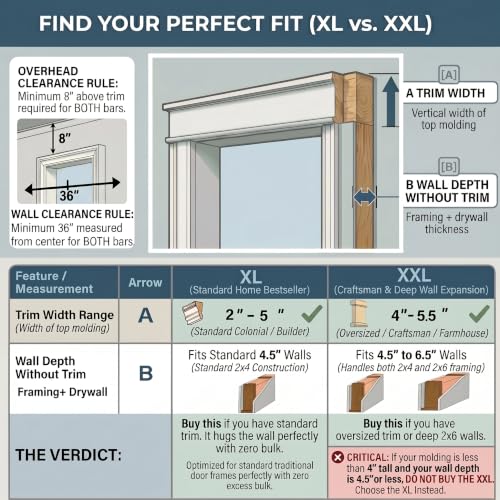 XL Doorway Pull Up Bar with Elevated Bar & Adjustable Width