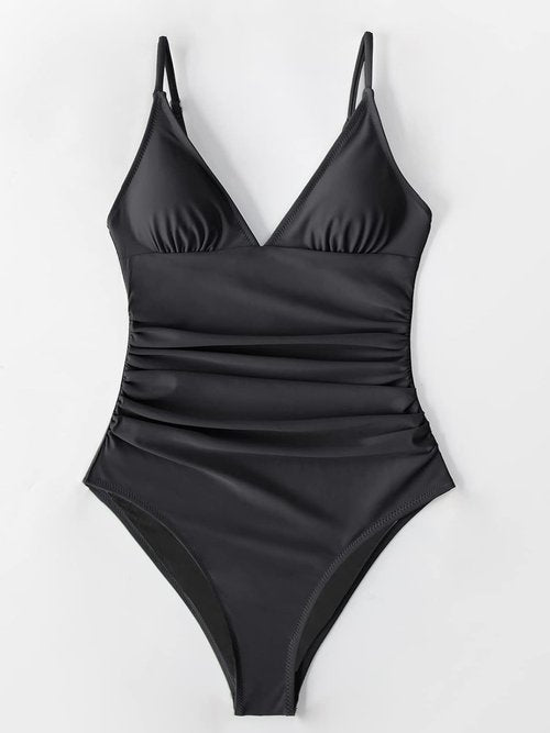 CUPSHE Women's One Piece Swimsuit - Tummy Control V-Neck Bathing Suit for Flattering Fit