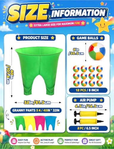 IJEUH 4-Pack Granny Pants Yard Game Set - Outdoor Lawn Toss with 4 Bright Colors