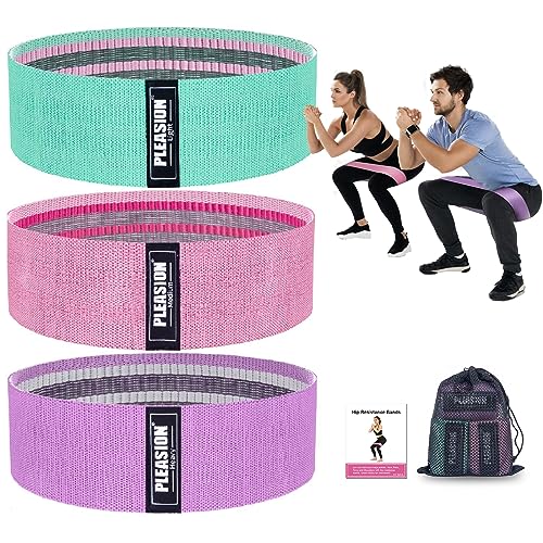 Fabric Resistance Bands Set - 5 Levels Booty Bands for Home Fitness - Purple, Light Pink, Green
