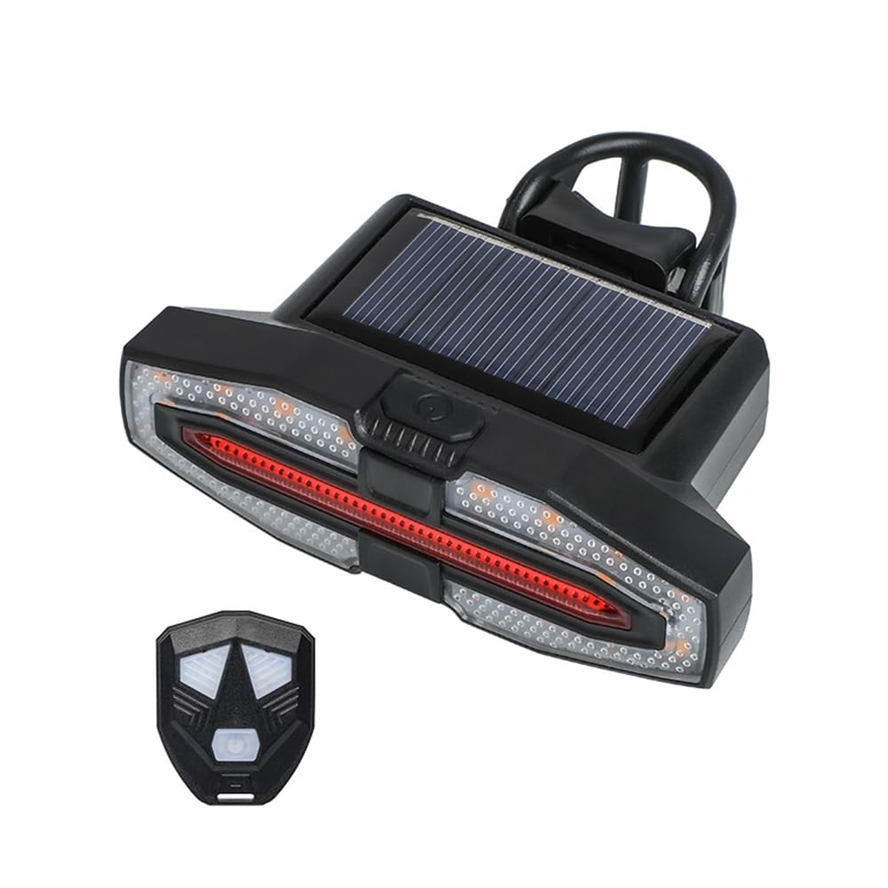 Solar or USB-C Charging Bicycle LED Tail Lights with Bike Turn Signals, 10 pcs Reflective Strips, for Road & Urban Riding, Long Battery Life, for Outdoor Cyclists & Short Commute Riders