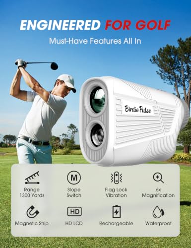 Golf Rangefinder with Slope, Magnetic Mount & HD LCD - 1300 Yards