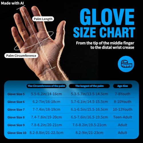 Aegicormy Goalkeeper Gloves Blue 6 with Finger Protection, Extra Grip, Unisex Youth & Adults