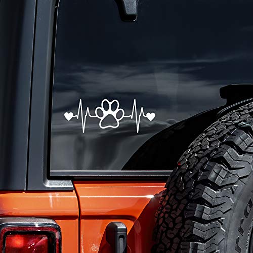 Dog Paw Heartbeat Vinyl Sticker for Car, Wall & Laptop - 7.5" x 2"