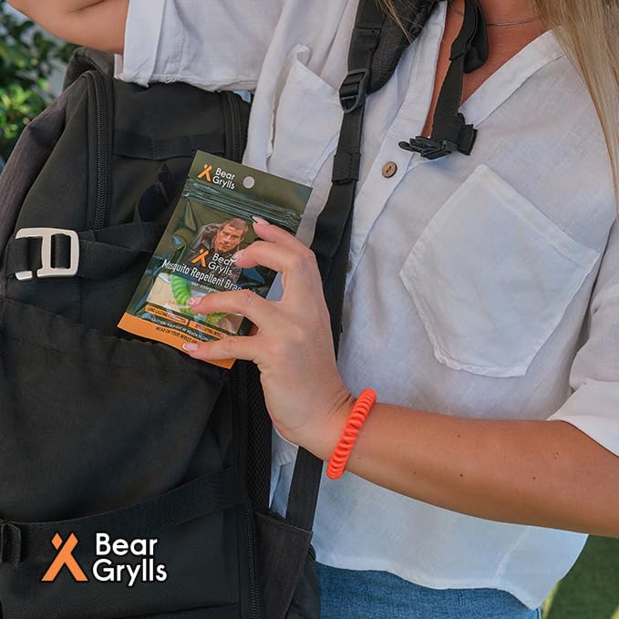 Bear Grylls Mosquito Repellent Wristbands – DEET-Free, Adjustable, 10 Pack