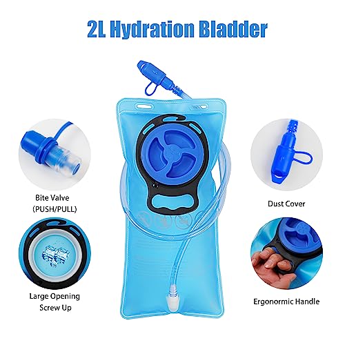 Hydration Backpack with 2L Bladder - Lightweight Black Pack