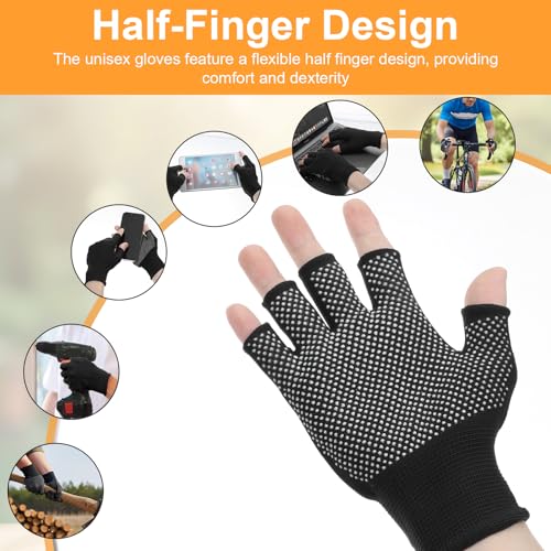 Lightweight Half-Finger Workout Gloves - 6 Pack Black