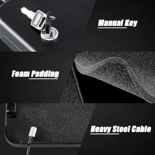 Portable Travel Pistol Safe - Key Lock Gun Storage Box (9.4" x 6.4" x 1.8")