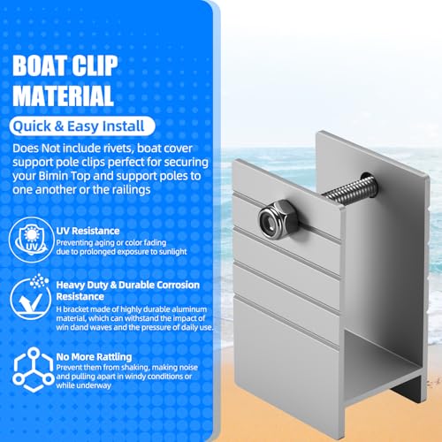 Extra Tall H-Bracket for Pontoon Boats - 1-1/4" Aluminum (2 Pack)