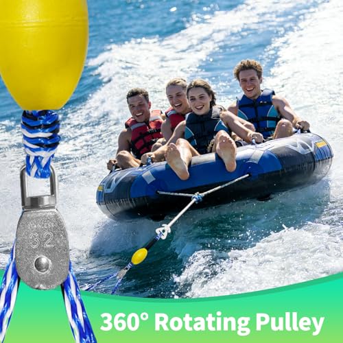 ZRSCHYG 16 FT Self-Centering Boat Tow Harness for Tubing & Wakeboarding - Blue, Heavy Duty, Anti-Sink Design