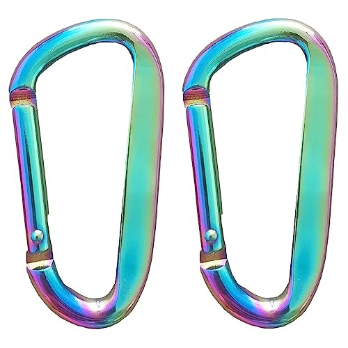 3" Aluminum Alloy Carabiner Clip - 2 Pack Colorful Keychain Hooks