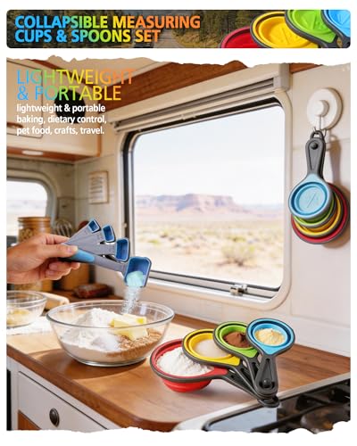 Collapsible Measuring Cups and Spoons Set with Funnel, 9-Piece,