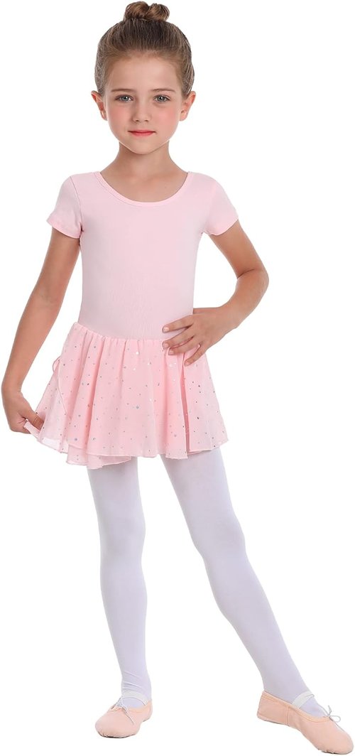 Danswan Toddler Girls Ballet Leotard - Long Sleeve Tutu Dress with Glitter Skirt | Perfect Dance Outfit
