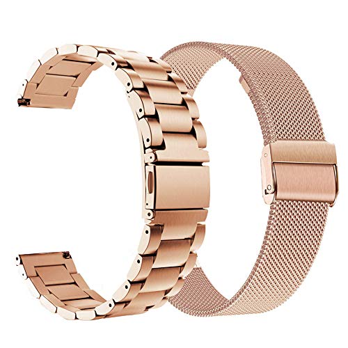 Rose Gold ViCRiOR 18mm Stainless Steel & Mesh Watch Band for Garmin Venu 3S/4/2s/Vivomove 3S & Forerunner 255S/265S