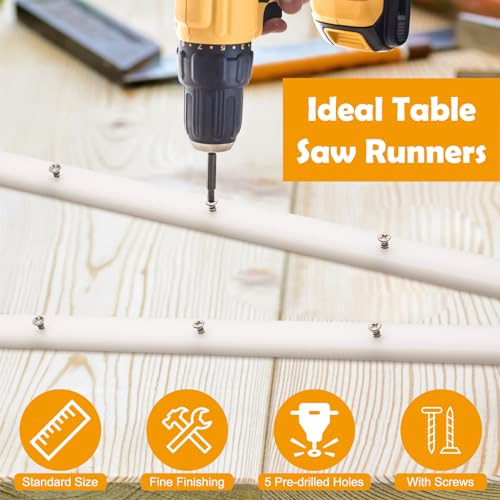 2PCS Crosscut Sled, Catcan Table Saw Sled Kit with Predrilled Holes and 12 Screws, 3/4" x 3/8" x 17" Miter Bars for Table Saw Runners(2)