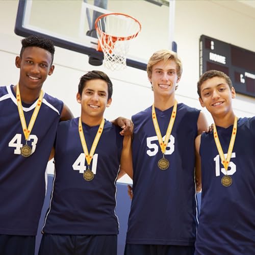 Gold Basketball Medals with Ribbons - 12 Pack, 2" Awards for Sports