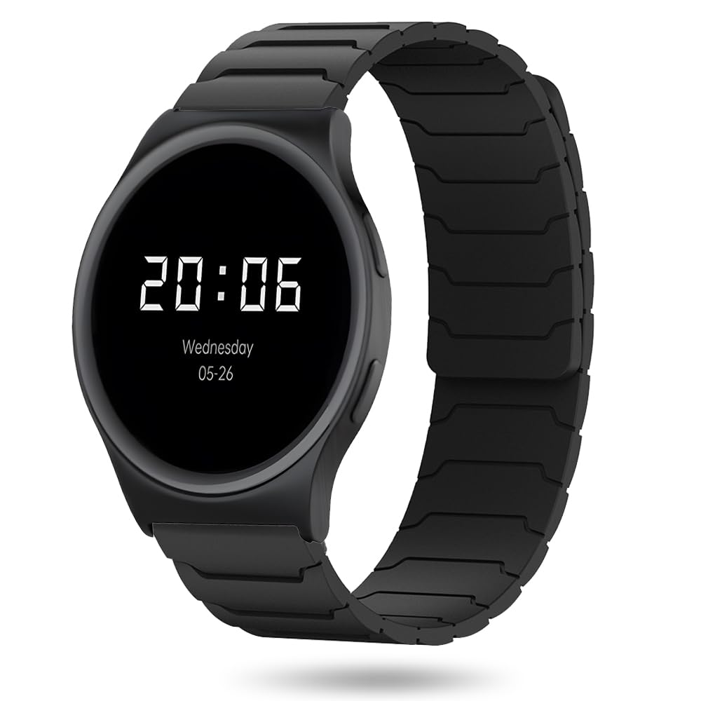LYSANDRA 20mm, 22mm Magnetic Watchband Compatible with Moto Watch 120 Band, Silicone Sport Strong Magnet Strap for 70, 100, 120, 360 3rd Gen 2020 Smartwatch (Black, for 22mm size band)