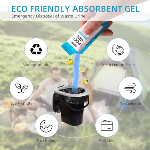 Portable Toilet Absorbent Gel Powder, 25 Pack Poo for Camping Solid
