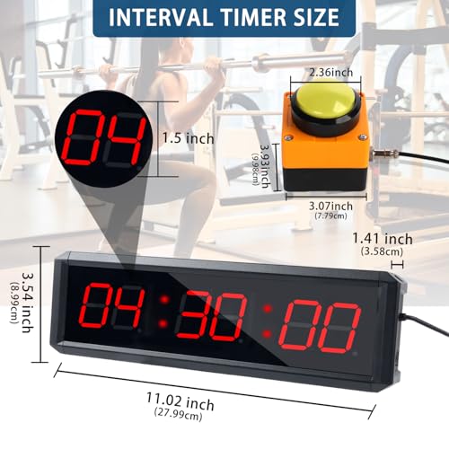 Fitness Timer with Stopwatch & Interval Programming - 1.5 Inch All-Red