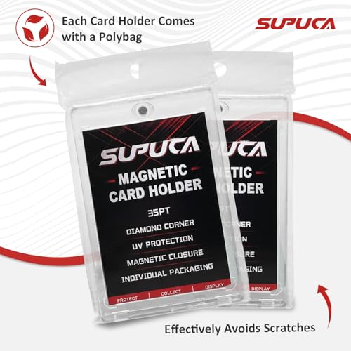 100 Pack Magnetic Card Holders - 35PT UV-Resistant Protectors