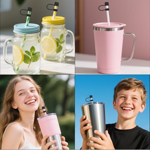 Silicone Straw Tip Covers for 30oz and 40oz Tumblers - 4 Pack, Black