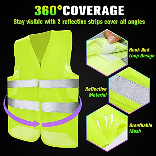 Coume 12/20 Pieces Safety Vests Bulk High Visibility Reflective Vests Mesh for Construction Working with 2 Reflective Strips
