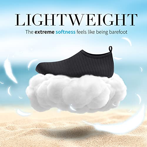 Quick-Dry Water Shoes for Women & Men - Barefoot Aqua Socks - Black, 8.5-9.5