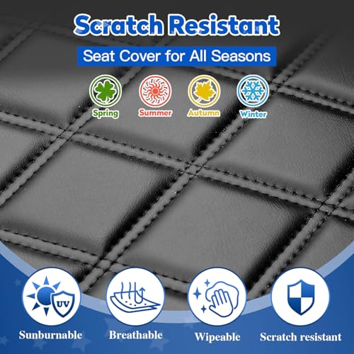 Golf Cart Seat Covers 4-Piece Set for EZGO TXT/RXV - Black & Black Stitch
