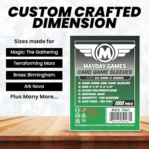 Standard Board Game Card Sleeves 63.5x88mm - 100 Pack - Clear Polypropylene