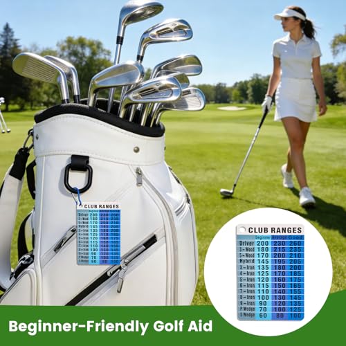Golf Club Distance Chart Card - Waterproof Pocket Guide - Silver