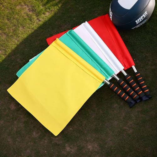 4-Pack Referee Flags with Steel Handles - High Visibility