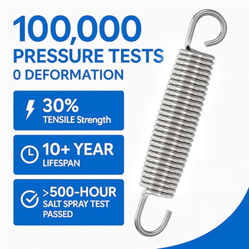 SAEEPABUL Heavy Duty Stainless Steel Trampoline Springs 16-Pack, 5.5 Inch Replacement with T-Hook & Pulling Tool