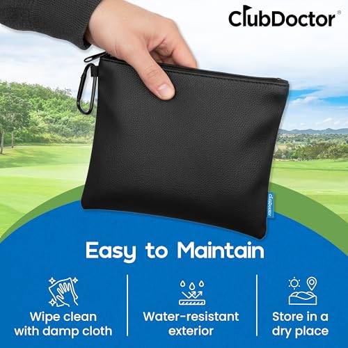 Golf Valuables Pouch - Premium Faux Leather Organizer for Balls, Tees & Accessories