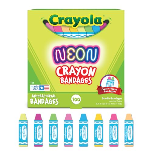 Crayola Shaped Neon Kids Adhesive Bandages, 100 Count