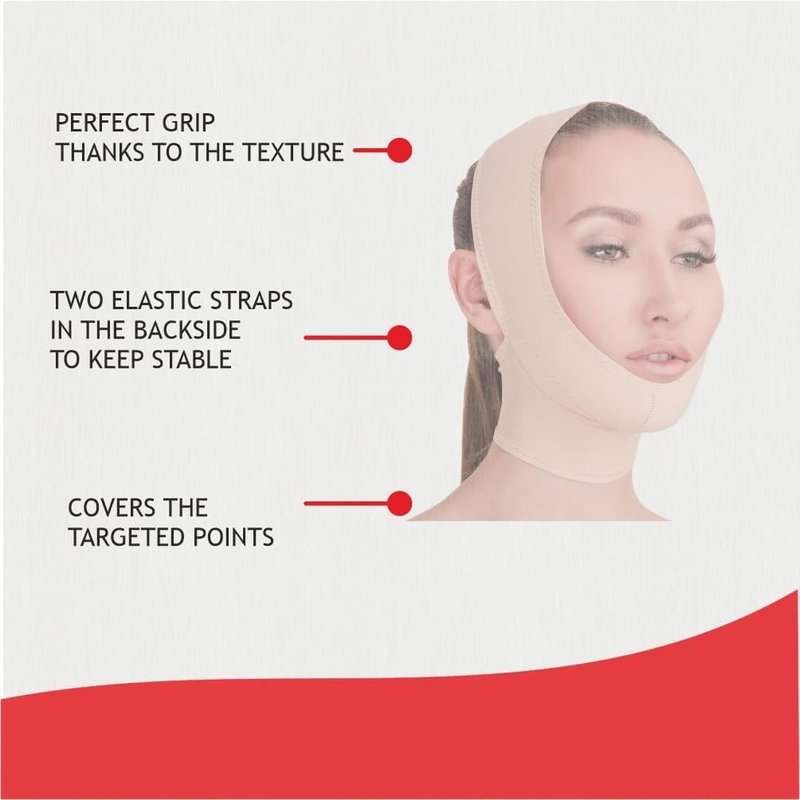 V T VARITEKS Post Surgical Chin Strap Bandage for Women - Neck and Chin Compression Garment Wrap - Face Slimmer, Jowl Tightening (M)