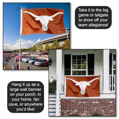 Texas Longhorns College Flag - 3'x5' Durable Polyester with Grommets