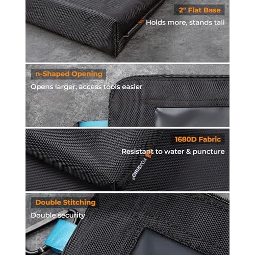 Tool Pouch with Clear Window, 1680D Oxford Small Tool Bag, Heavy Duty Tool Pouches with Zipper, Clear Utility Bag Zipper Pencil Pouches for Organizing and Storage, Pencil Case, 3 Pack